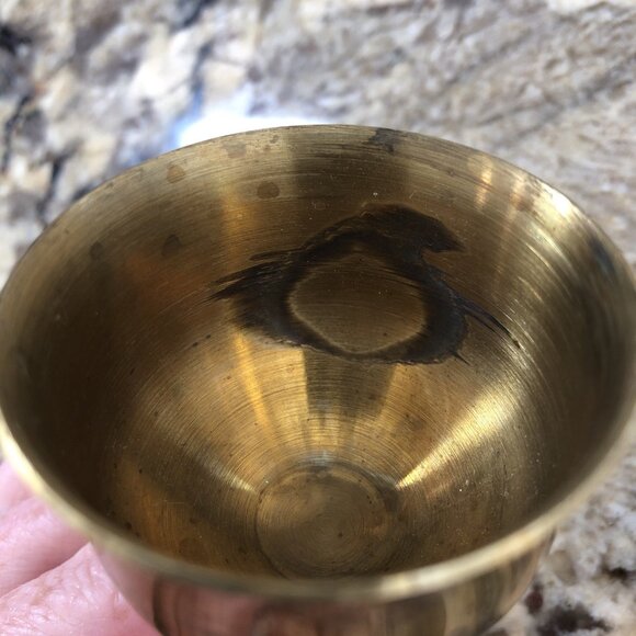 Vintage X 2 Brass Chalices Wine Glass Goblets * Read Description DE - Picture 9 of 12